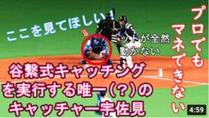 【谷繁式キャッチング】キャンプで教わったミットを動かさないキャッチング技術がすごい！宇佐見真吾がプロのキャッチャーでも難しいことを実現！
