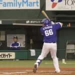 2018617 中日ドラゴンズ ダヤン・ビシエド バッティングフォーム&バッティング(スローモーション)【センターへのタイムリーヒット】